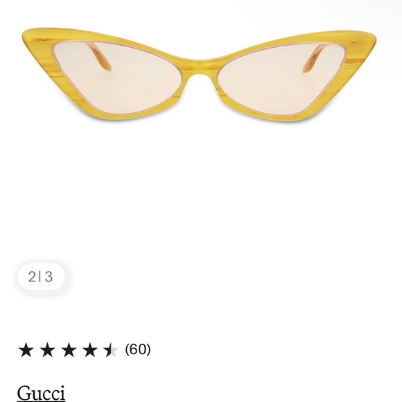⚡️GUCCI Yellow Cat-Eye Sunglasses, NWT! Fancy, retro inspired look $595 Retail 💛 - Picture 2 of 16
